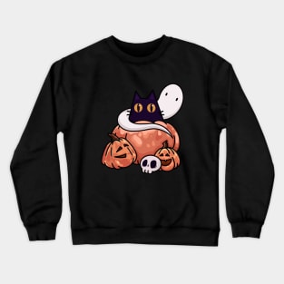 Black cat and halloween pumpkins Crewneck Sweatshirt